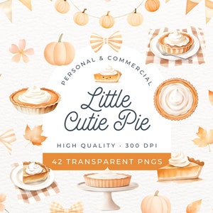 Little Cutie Pie Clipart, Torta de abóbora aquarela, Convite de primeiro aniversário de menina fofa, Chá de bebê a caminho, Placa de boas-vindas, Clip Art PNG