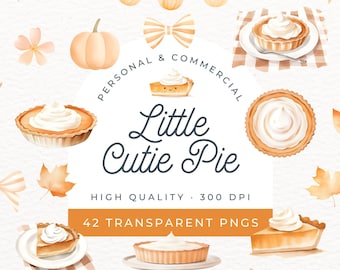 Little Cutie Pie Clipart, Watercolor Pumpkin Pie, Cute Girl First Birthday Invitation, Is On The Way Baby Shower, Welcome Sign, Clip Art PNG
