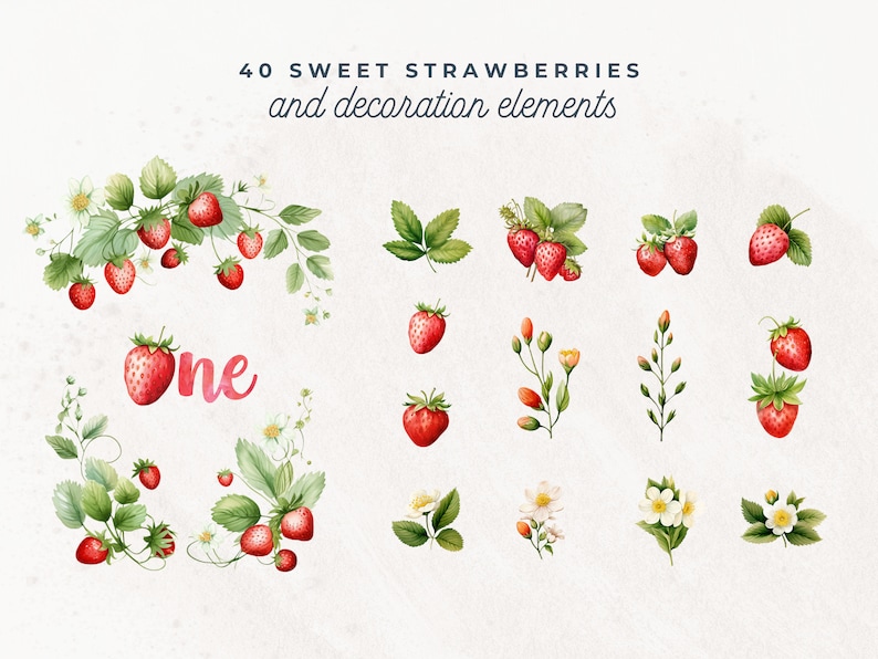 Strawberries Clipart, Berry Sweet Baby Shower, Strawberry Wreath, Bridal Shower, Berry First Birthday PNG, Valentines Hearts, Bakery, Fruits image 4
