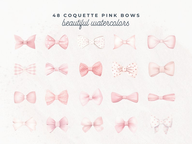 Pink Ribbon Bow Clipart, Girl Coquette, Watercolor Pink Bow, PNG Clipart, Aesthetic Tee Clip Art, Coquette Bow Designs, Invitation, Nursery image 4