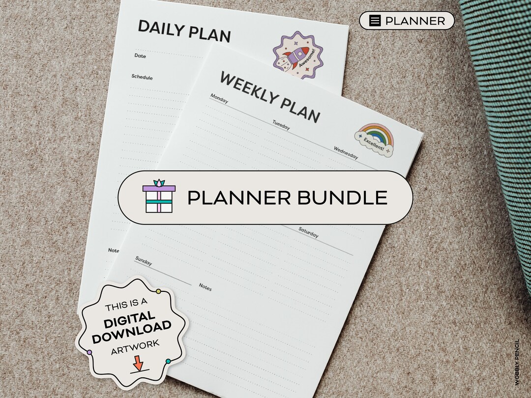 ADHD Daily & Weekly Planner Bundle | Printable Organizer | Personal ...