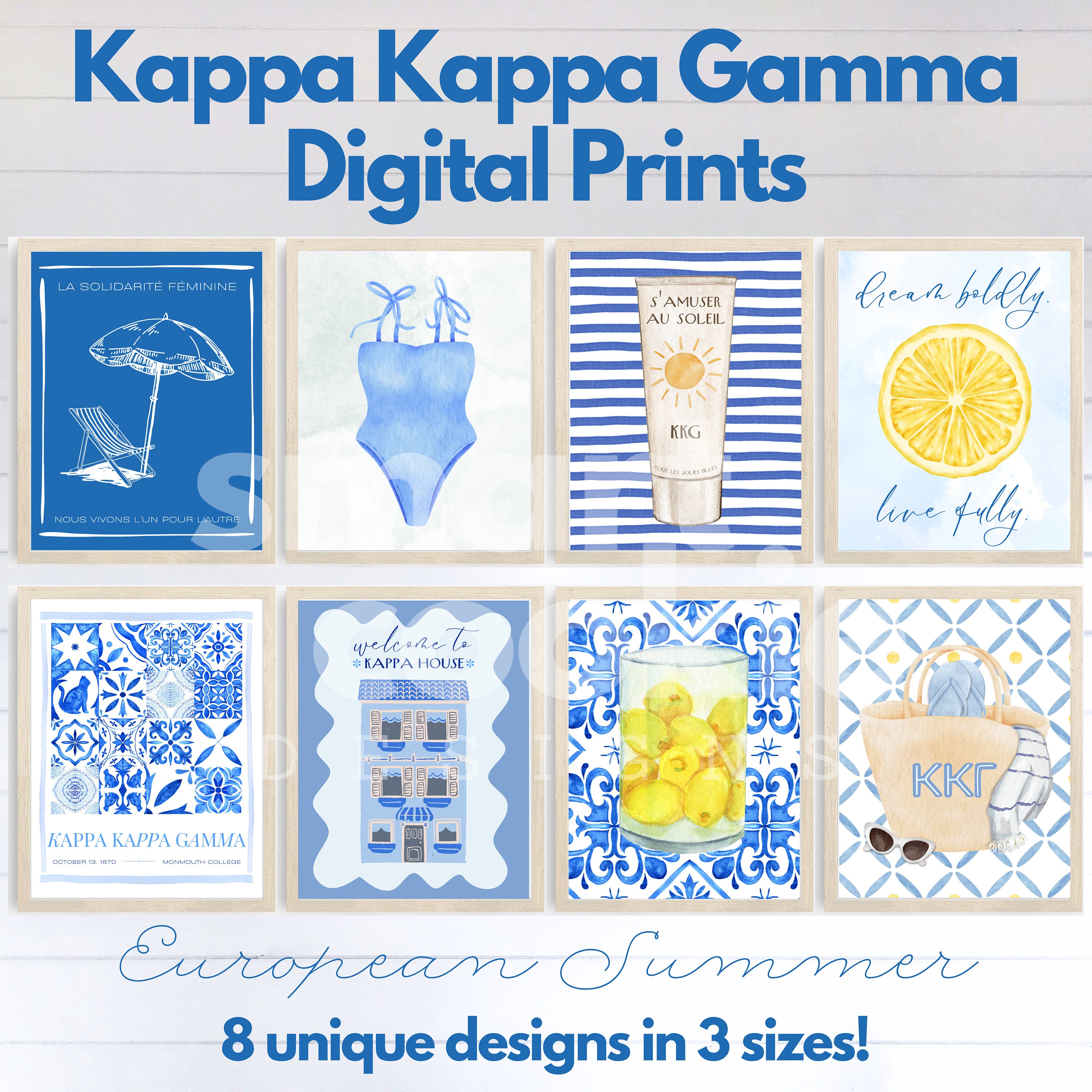 Kappa Kappa Gamma Digital Print Set of 8 Sorority Printable Gallery ...