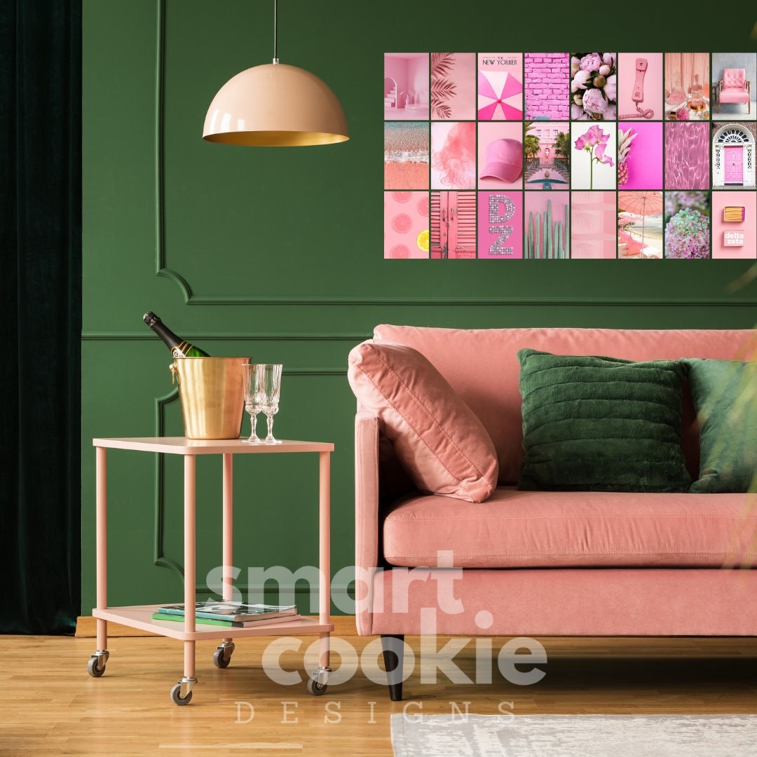 Delta Zeta Wall Collage Kit Pink Green Wall Art Design Aesthetic Preppy