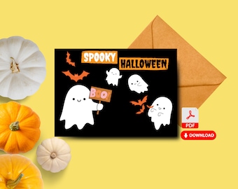 Druckbare Digitale Halloween Grußkarte Handmade
