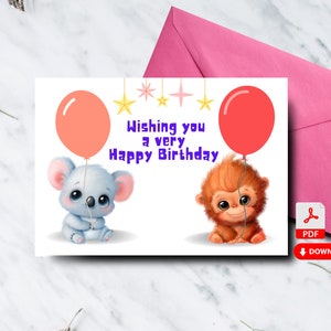 Cartão de aniversário feito à mão para impressão, digital
