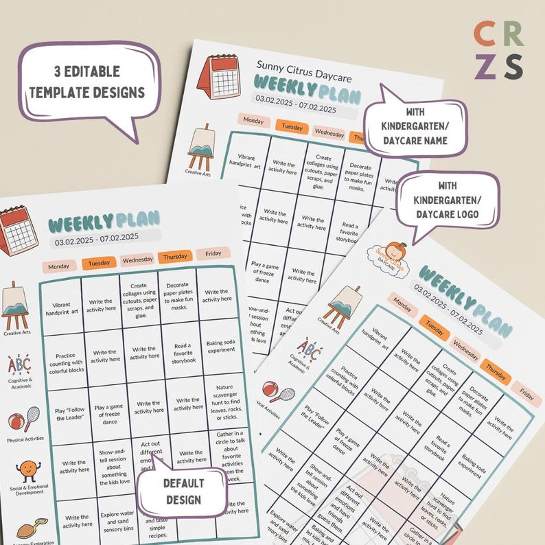 Storybook Weekly Routine Editable Kindergarten Weekly Plan With Categorized Activities, Daycare ...