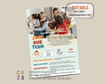Daycare Flyer, Editable Childcare Flyers for Hiring, Kindergarten Hiring Leaflet, Enrollment Flyers for Preschool, Daycare Registration Form