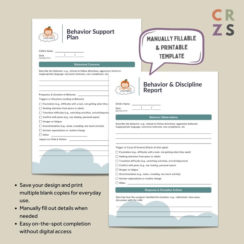 Daycare Behavior Management Report, Behavior Support Plan for Childcare ...