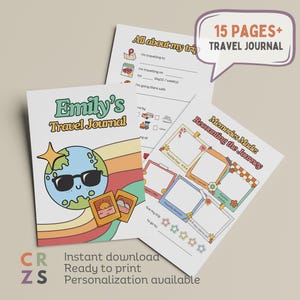 Diario de viaje para niños, actividades de viaje para niños, diario de viaje personalizado, diario de viaje para niños, diario de vacaciones para niños, diario para niños