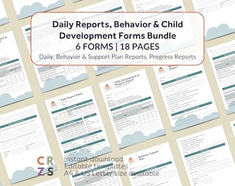 Daycare Child Activity, Behavior & Development Progress Report Bundle, Development Progress Form, Childcare Daily Report, Behavior Report