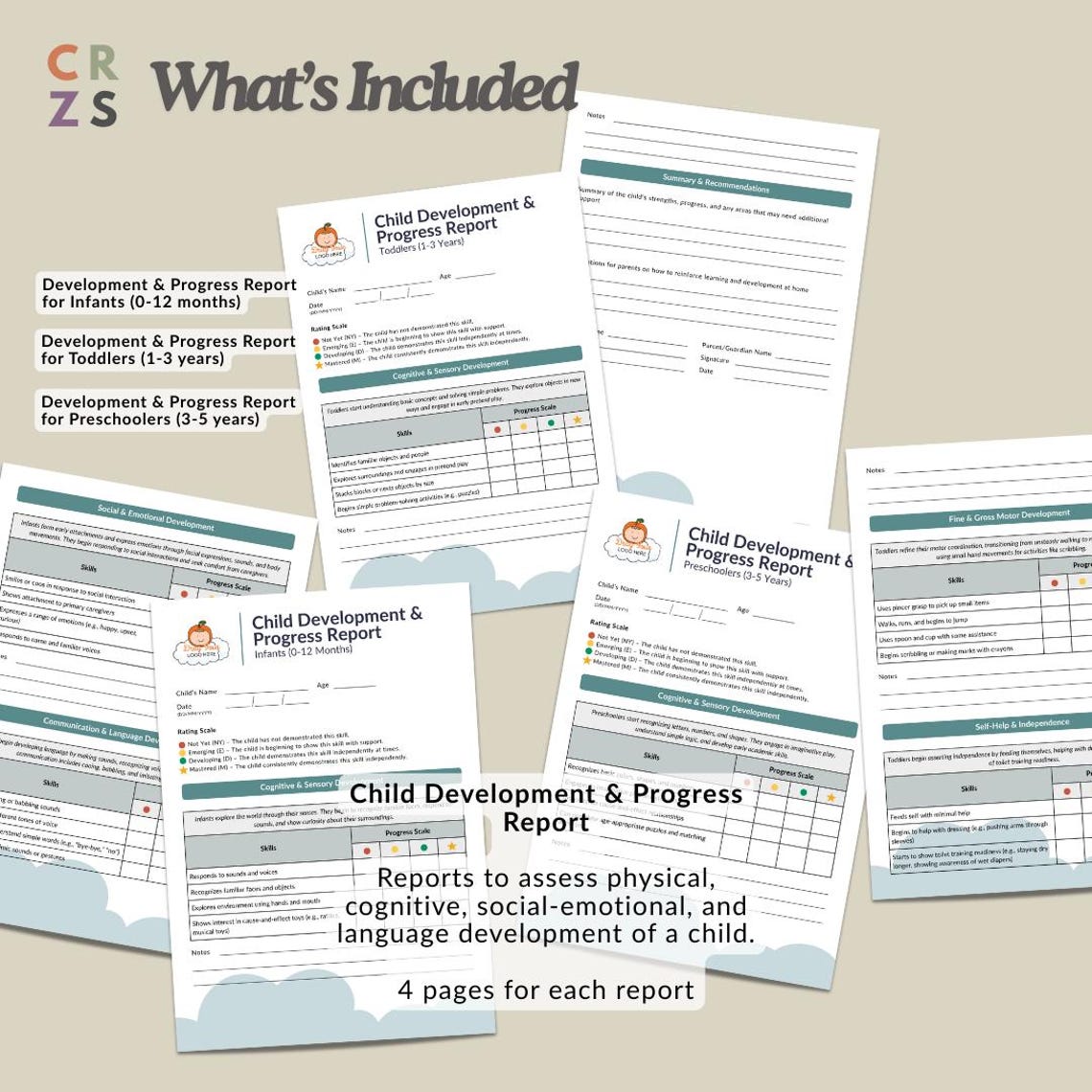 Daycare Child Activity, Behavior & Development Progress Report Bundle ...