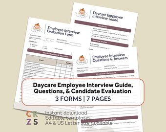 Entrevistas para empleados de guardería, entrevistas para la contratación de personal de guardería, evaluación para la contratación de personal de guardería, lista de entrevistas para empleados de guardería