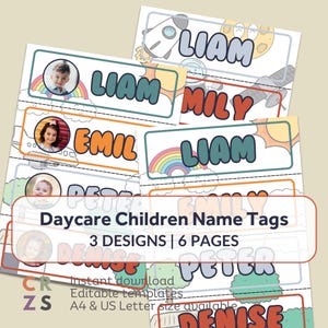 Daycare Name Tags, Editable Name Labels for Childcare, Cubby Name Labels, Student Name Tags, Classroom Labels, Name Labels for Kids