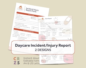 Daycare Incident Report, Childcare Injury Report Form, Ouch Report, Daycare Injury Report, Incident Report For Daycare, Daycare Forms