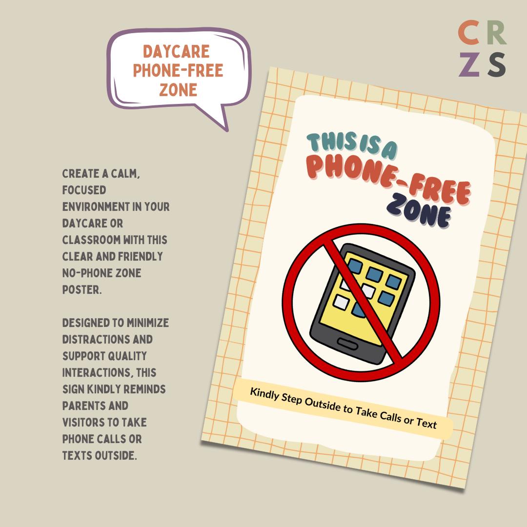 Image showcasing Daycare Signs, No Photos & Videos Poster for Daycare, Phone Free Zone ...