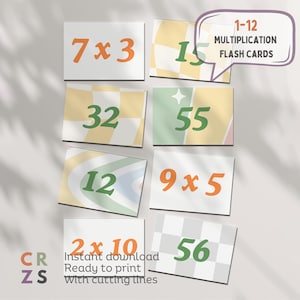 1-12 Multiplication Flash Cards Math Printable Cards 1-12 Multiplication Flashcards for 3rd Grade Math Educational Flash Cards Math Problem