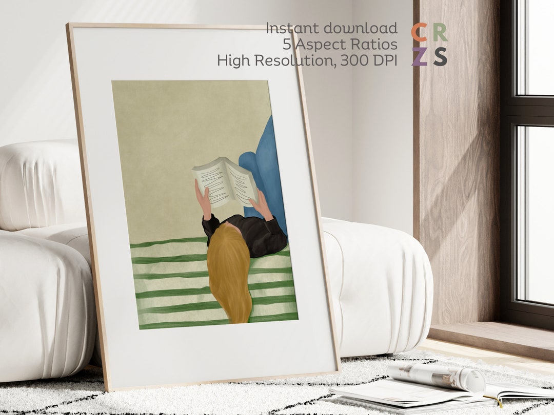 Book Lover Poster, Woman Reading a Book Art Print, Books Wall Art, Girl ...