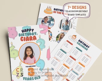 May include: A printable birthday calendar template with a colourful design featuring candles and numbers. The calendar is for a daycare and includes space for names and dates. The text "Sunny Citrus Daycare Birthday Calendar" is at the top of the calendar.