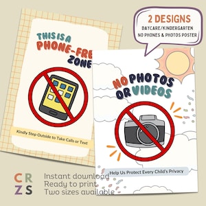 Daycare Signs, No Photos & Videos Poster for Daycare, Phone Free Zone Sign Preschool, Childcare Printable, Parent Reminder, Classroom Decor