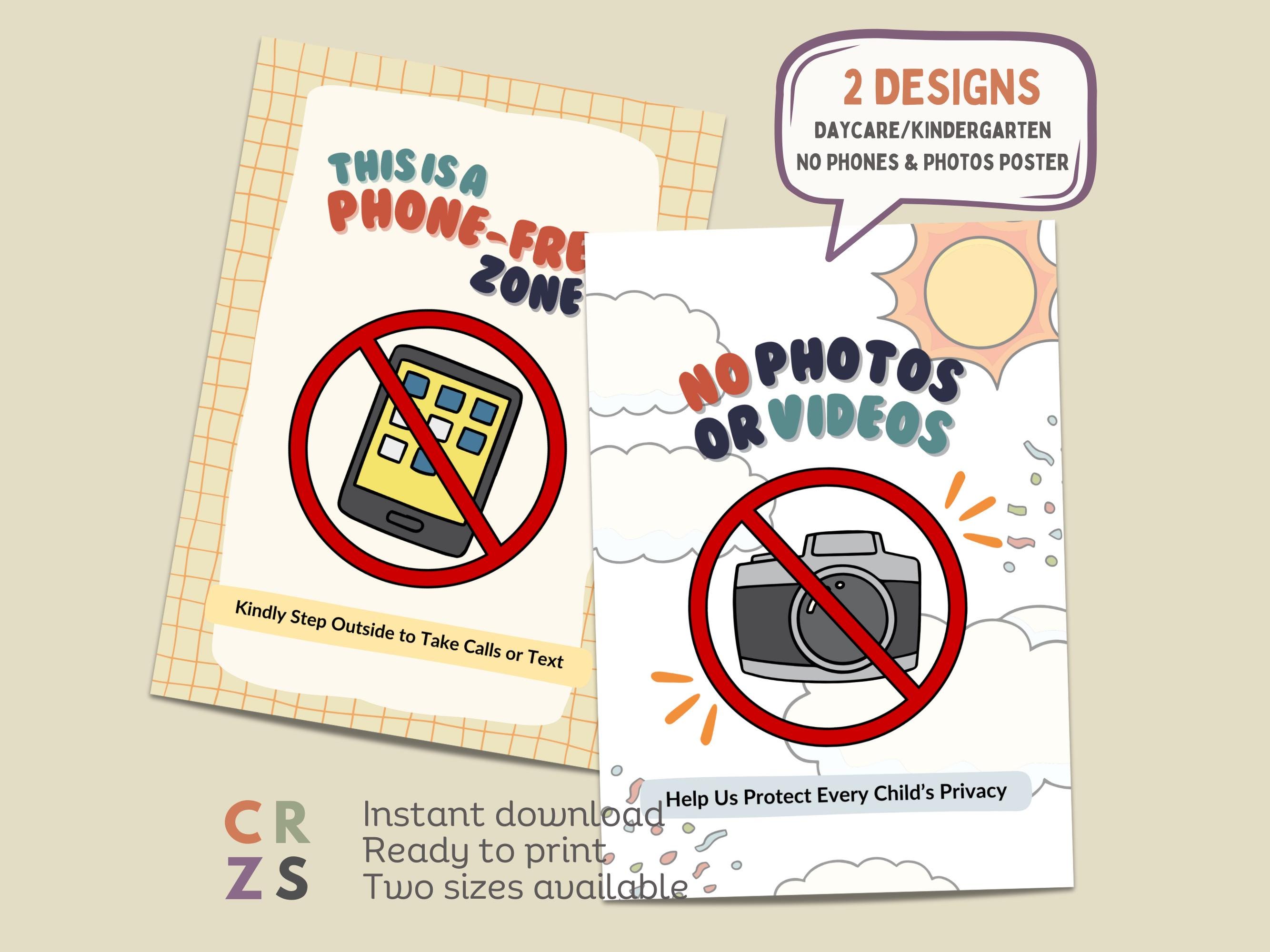 Image showcasing Daycare Signs, No Photos & Videos Poster for Daycare, Phone Free Zone ...