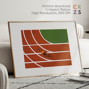 Running Track Poster for Runner Art Print Running in Track Wall Art Sport Illustration Athlete Gallery Wall Woman Running Art Printable