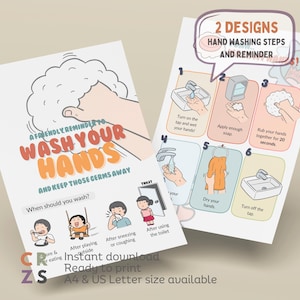 How to Wash Your Hands Poster for Daycare, Childcare, Preschool, Kids Step by Step Hand Washing Guide, Hand Washing Reminder for Classroom