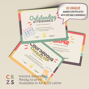 Editable Kids Award Certificate for Classroom Award Certificate Customizable Student Awards for Year End Award Printable Kids Certificate
