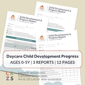 Rapporto sui progressi nello sviluppo dell'asilo nido, moduli di valutazione per neonati, bambini piccoli, scuole materne, tappe evolutive per l'asilo nido, modulo per l'asilo nido
