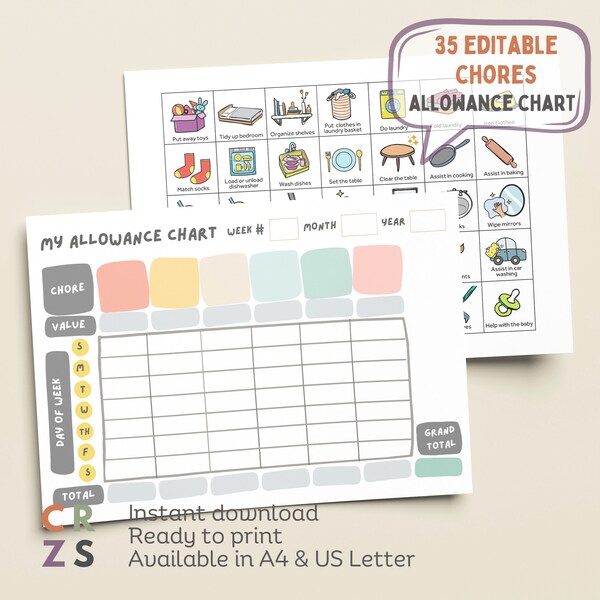 Allowance Chart With Pictures - Etsy
