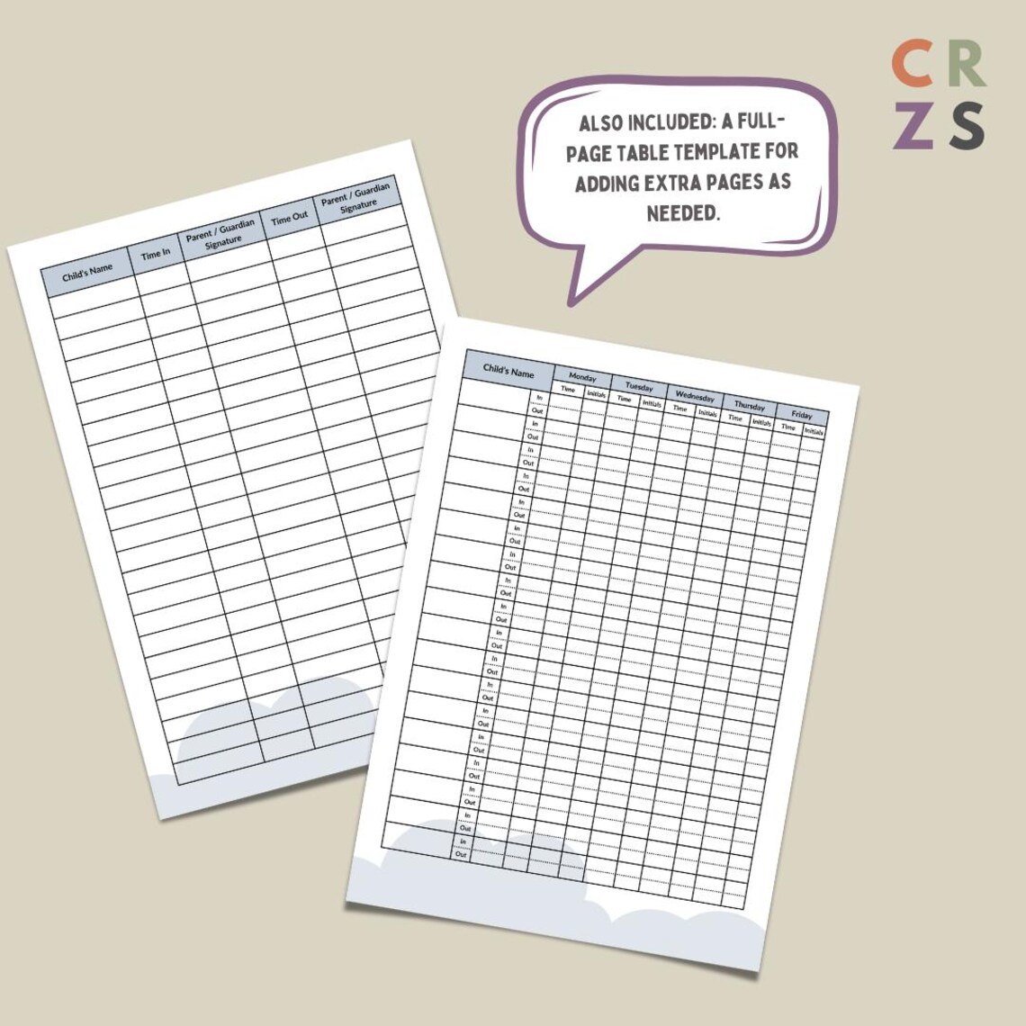 Daycare Attendance Logs Forms Bundle, Childcare Visitor Log, Late Pick ...