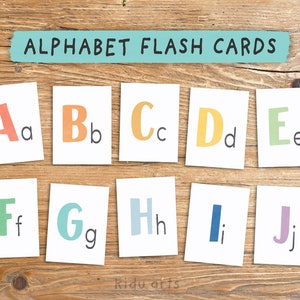Alfabet Flash Cards, A-Z educatieve kaarten, ABC Flashcard leren, Rainbow Alphabet afdrukbare kaarten, Homeschool materiaal, DIGITALE DOWNLOAD