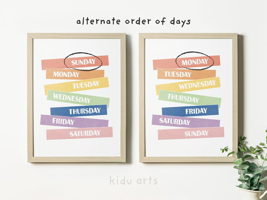 Days + Months Poster Combo Set, Rainbow Educational Prints, Homeschool ...