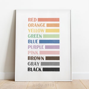 Regenbogen Farbe Poster, Kinder druckbare Wandkunst, Klassenzimmer Dekor, Bunt Kinderzimmer, Hausschule lernen, Lerndruck, DIGITALER DOWNLOAD