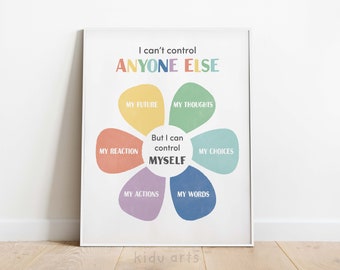 I Can’t Control Anyone Poster, Therapy Office Wall Decor, Mental Health Print, School Counselor Art, Calm Corner Techniques, Anxiety Relief