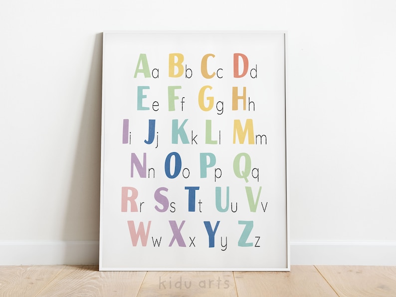 Alphabet Poster, Kids Wall Art, ABC Print, Rainbow Homeschool Decor ...