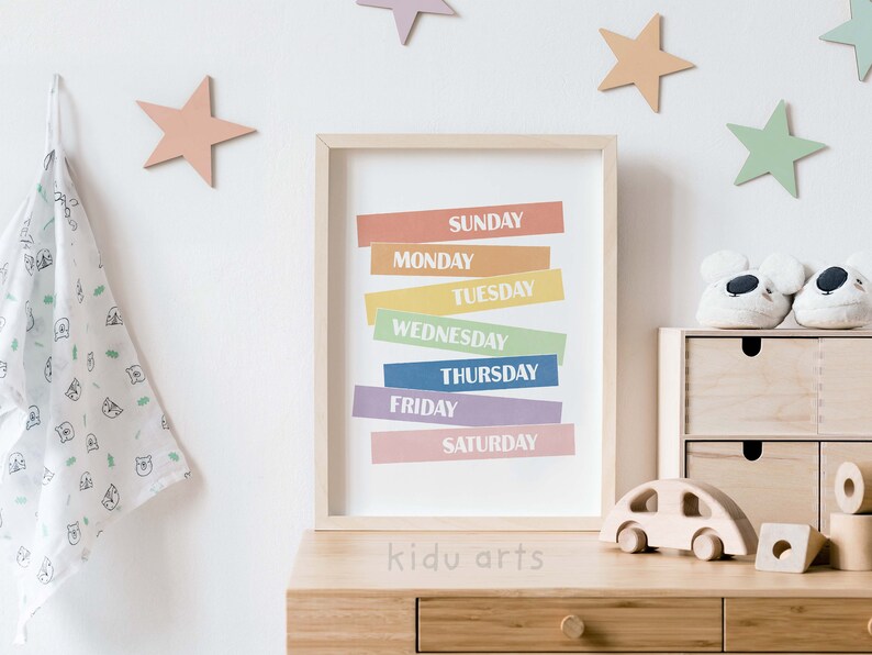 Days + Months Poster Combo Set, Rainbow Educational Prints, Homeschool ...