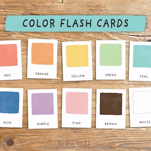 12 cartes-éclair couleurs, cartes éducatives arc-en-ciel pour enfants, cartes éclair Montessori, activité d'apprentissage préscolaire, cartes couleurs imprimables pour l'école à la maison,