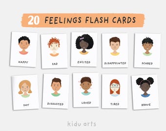 20 tarjetas didácticas sobre sentimientos, tarjetas didácticas sobre emociones, tarjetas educativas imprimibles, actividades de aprendizaje en casa, tarjetas Montessori, tabla de sentimientos