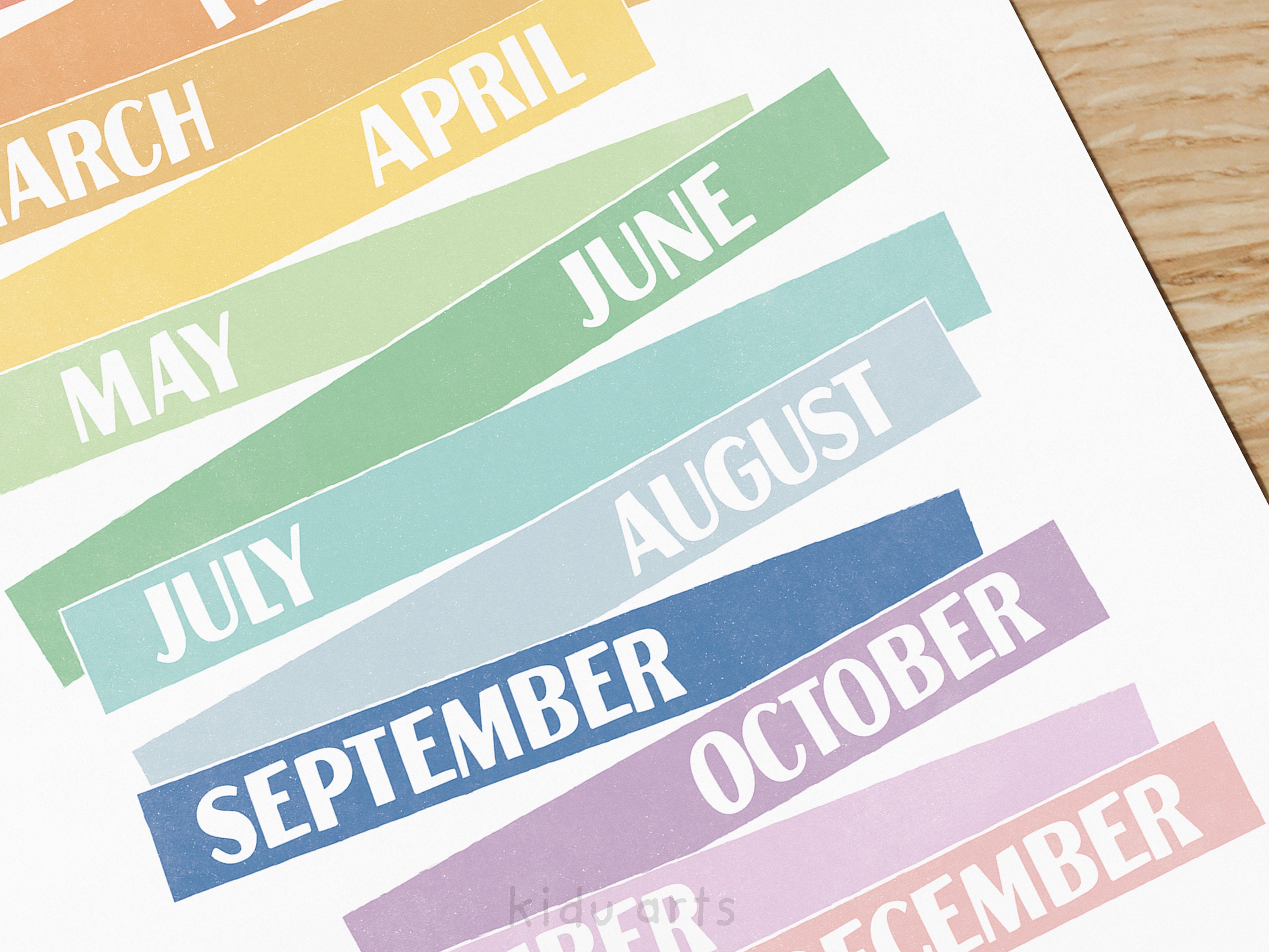 Days + Months Poster Combo Set, Rainbow Educational Prints, Homeschool ...