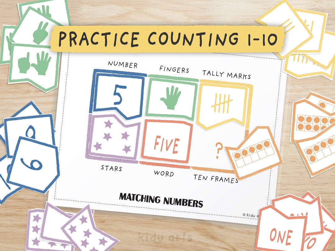 Numbers Matching 1 10 Practice Counting Activity Worksheet Etsy Numbers Matching 1 10 Practice Counting Activity Worksheet Etsy
