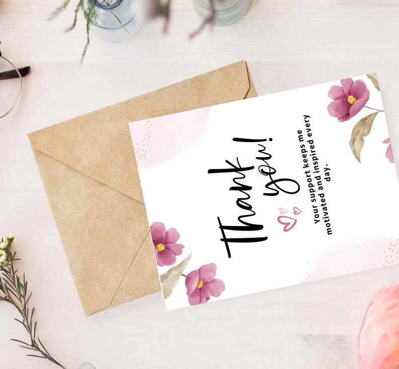 Wildflower Thank You Card Template, Thank You Card Printable, Thank You ...