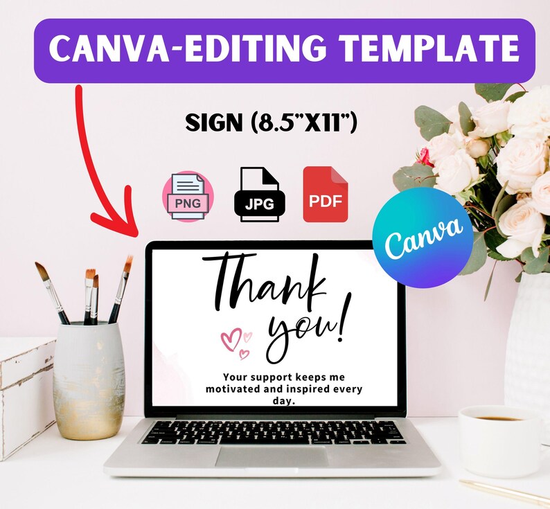 Wildflower Thank You Card Template, Thank You Card Printable, Thank You ...