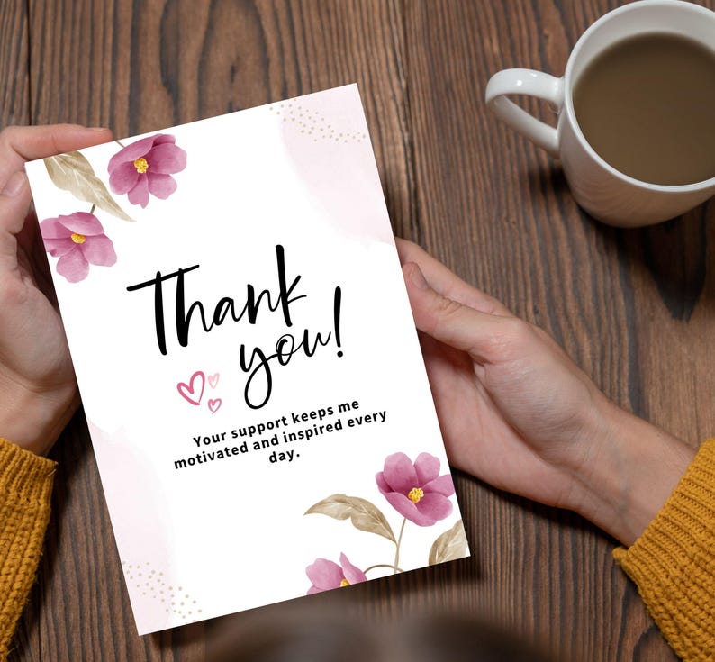 Wildflower Thank You Card Template, Thank You Card Printable, Thank You ...