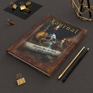 Gothic Hardcover Journal Vintage Skull and Candle Customizable Dark Academia Notebook