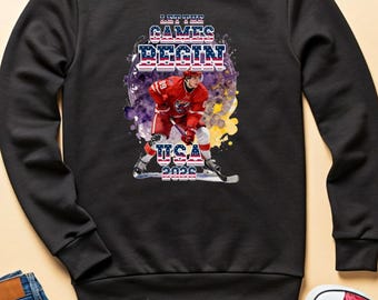 USA Ice Hockey Crewneck Sweatshirt Hockey Lover Gift Hockey Player Sweater Hockey Fan Shirt 2026 Winter Sport Shirt