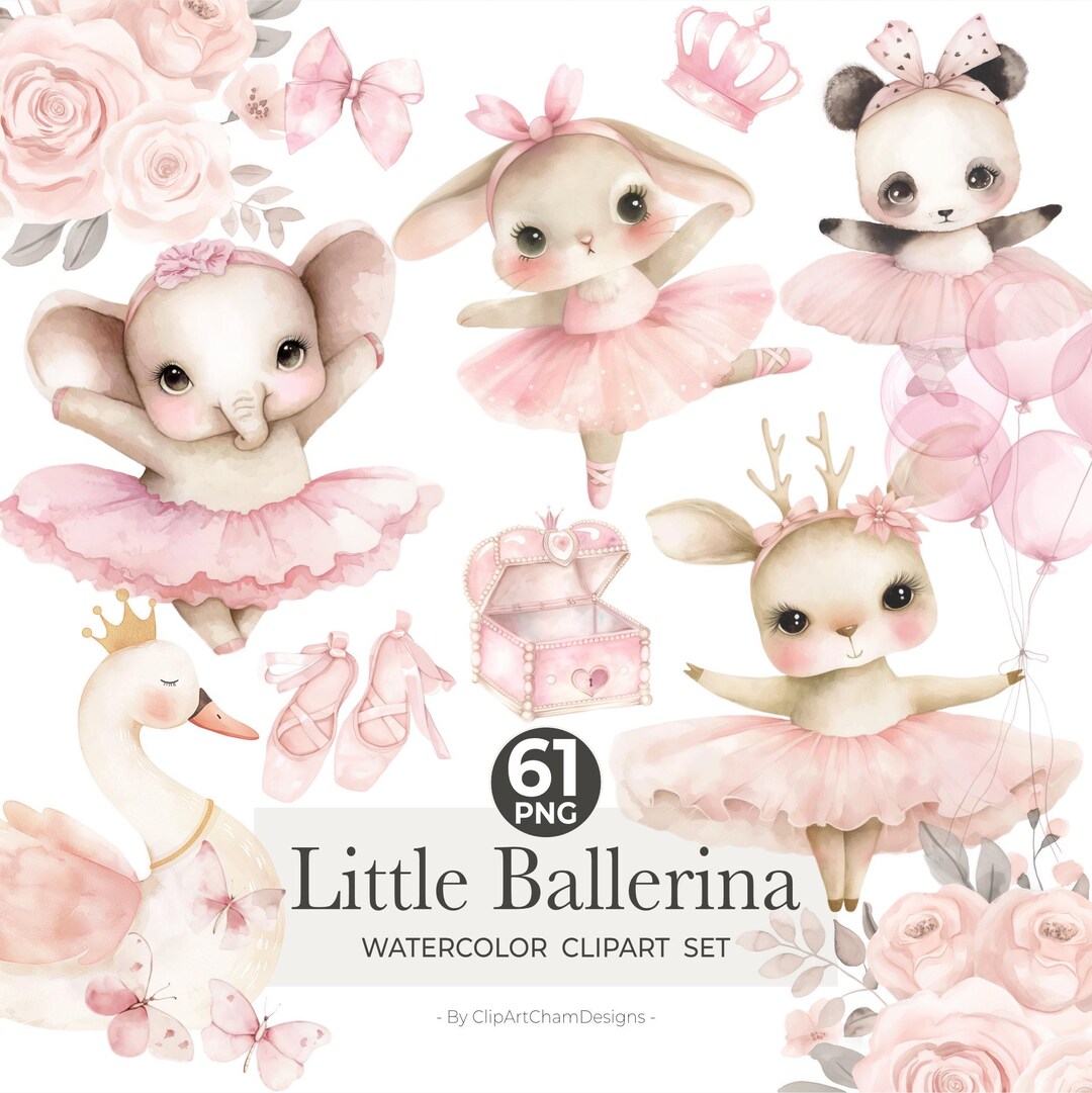 Ballerina Watercolor Clipart: Swan Lake, Floral Bouquets (PNG Digital ...