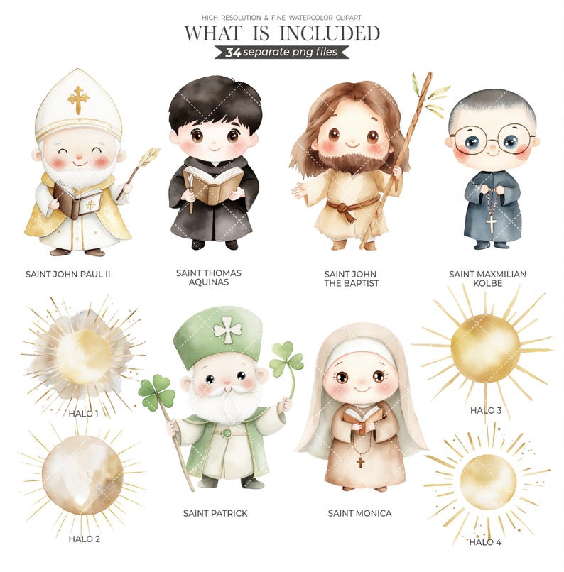 religion clipart, catholic clipart, religious clipart, christian clipart, vector saints art, jesus clipart, bible stories, cute saint clipart, bible clipart, god clipart, printable png, baby first communion, christening