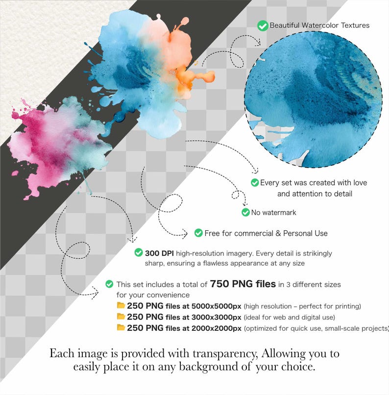 250 Pastel Watercolor Splash Clipart: Abstract PNG (Commercial Use) image 3