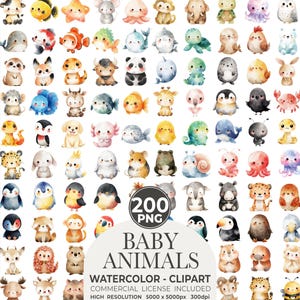 cute animals clipart, animal clipart, watercolor animals, cute animals png, baby animals, animal bundle, printable animals, animal clip art, clipart bundle, cute animal bundle, nursery art, baby shower animals, baby animal png