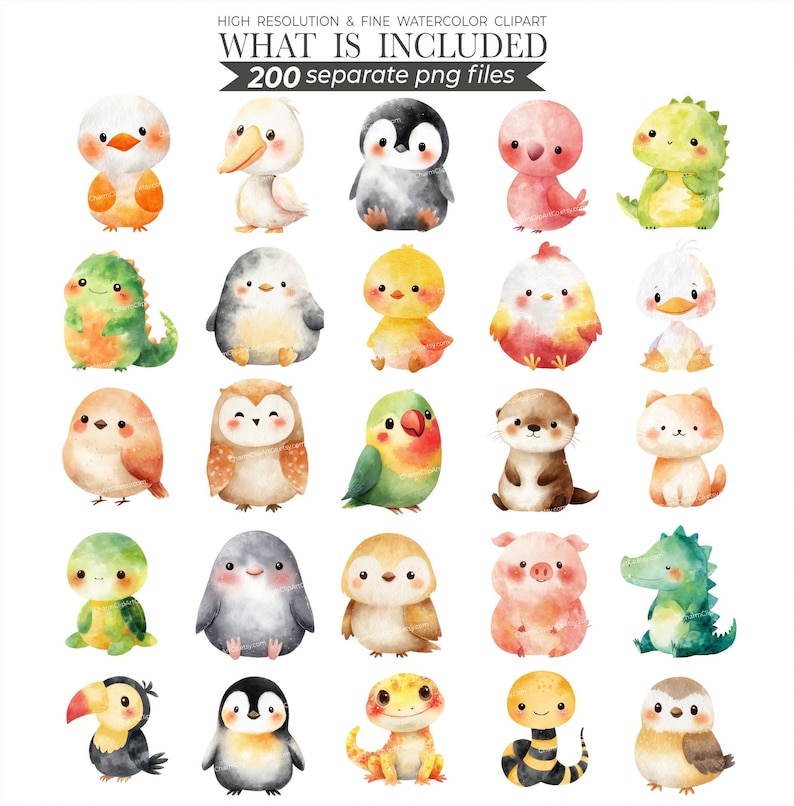 cute animals clipart, animal clipart, watercolor animals, cute animals png, baby animals, animal bundle, printable animals, animal clip art, clipart bundle, cute animal bundle, nursery art, baby shower animals, baby animal png